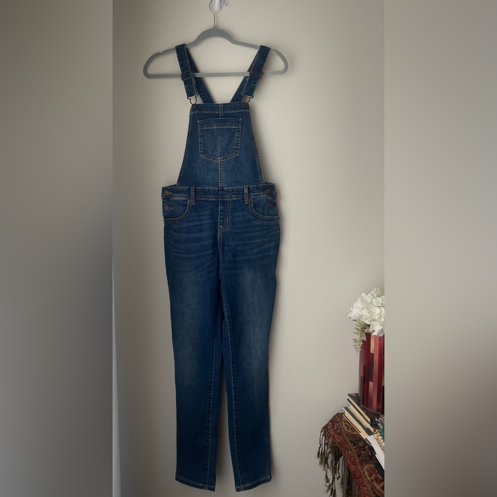 Cat & Jack Girl’s Size XL Medium Wash Stretch Denim Overalls